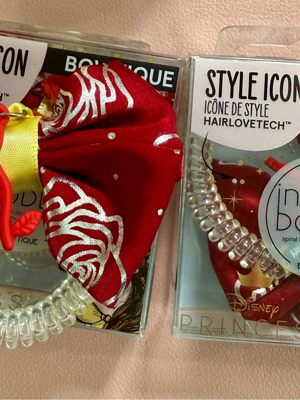 3/$25 NIB Invisibobble Disney Princess Belle Bowtique Spiral Hair Rings Set of 2